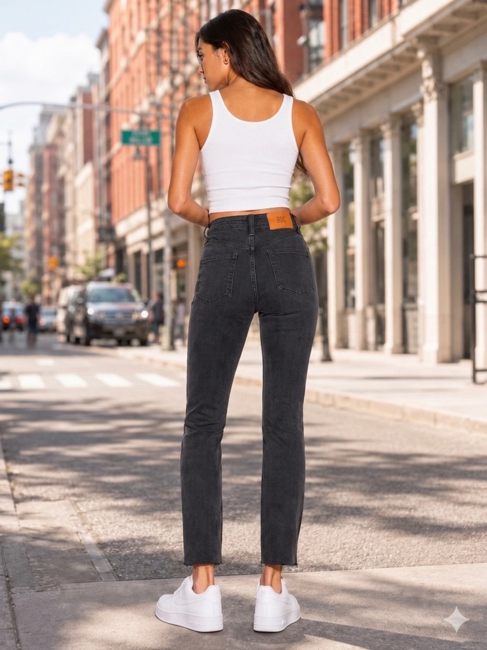 BDG 90s Edie Super High Rise Slim Straight Washed Black Raw Hem Jeans 27